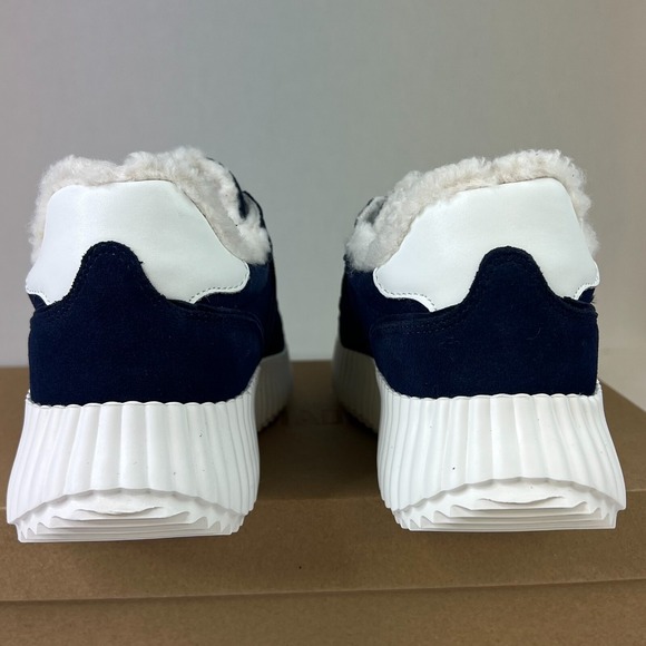 Steve Madden Women Shereen-F Sneakers Navy Suede Fur Leather Lace-Up Shoes Sz 7M - Picture 5 of 10